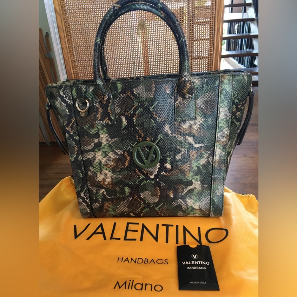 Valentino Leather Expandable Python Snakeskin Emb… - image 1